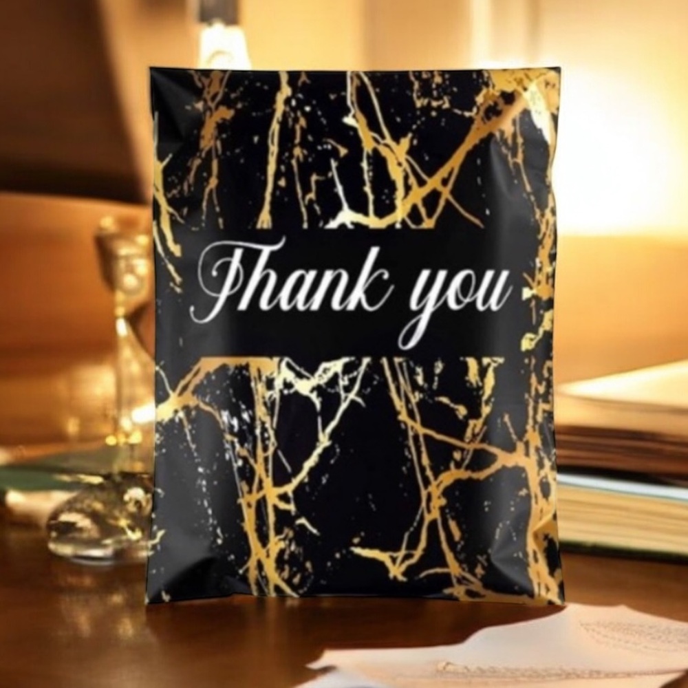 25 10X13 Poly Mailers Black Gold Veins Shipping Envelopes Bags PRICE IS FIRM - Picture 4 of 10